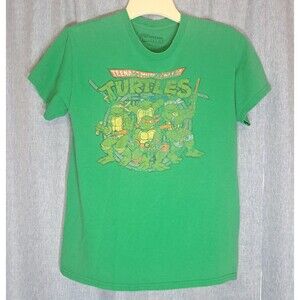 TMNT Teenage Mutant Ninja Turtles T-shirt Distressed Adult Medium Green M Retro
